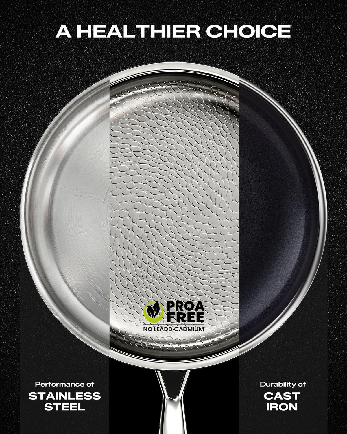 NKDFRI Titanium Pans for Cooking 11 Inch Hammered Pro Frying Pan with Lid,