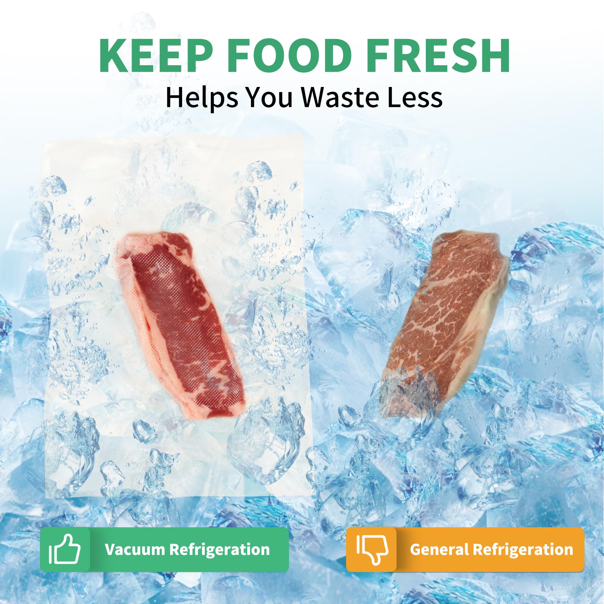 VanruVida Vacuum Sealer Bags,10” x 14” 50 Count for Food Saver,Commercial Grade Textured,BPA Free,Heavy Duty,Great for Vac Storage,Freezer, Meal Prep or Sous Vide