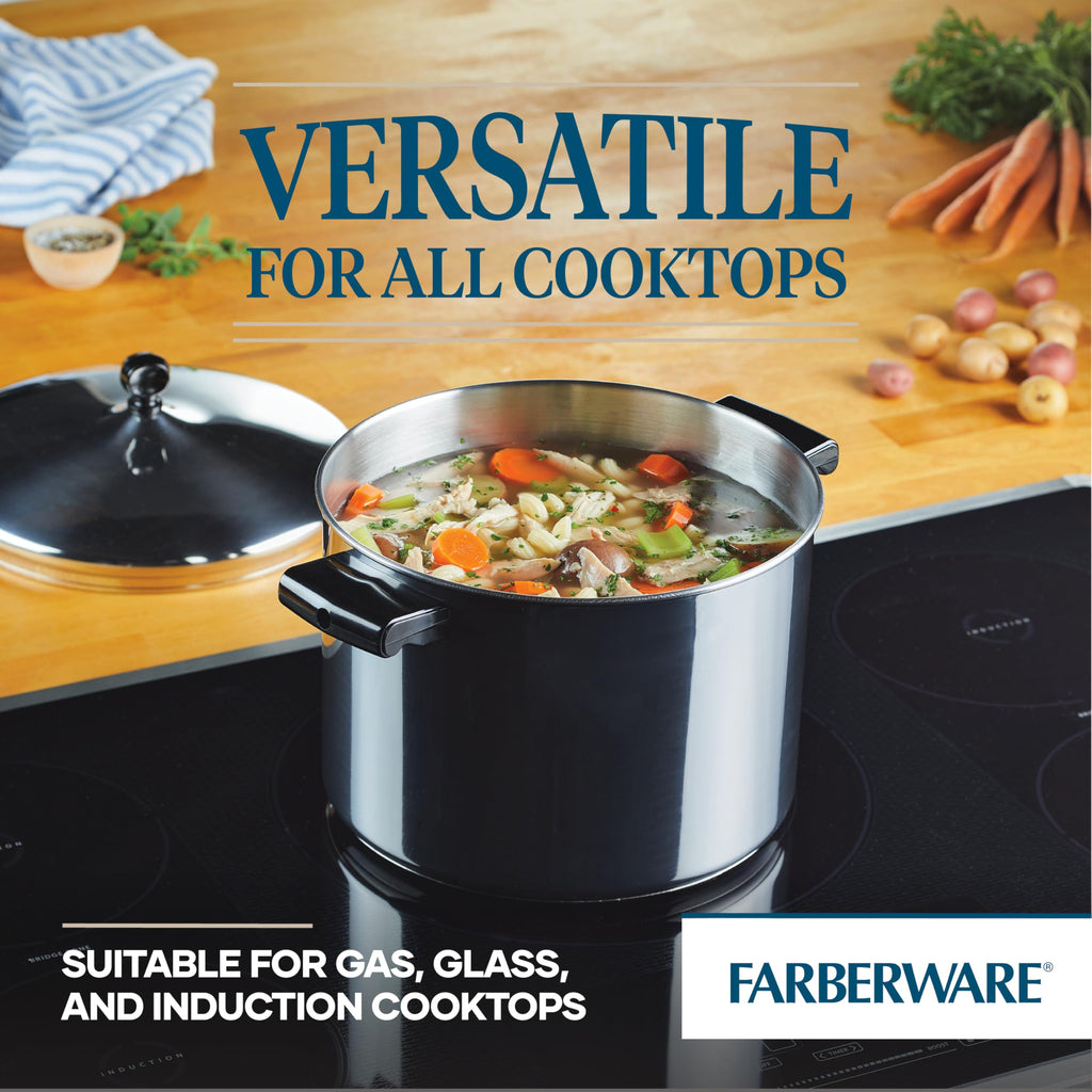 Farberware Classic Series Stainless Steel Stock Pot with Lid, 8-Quart