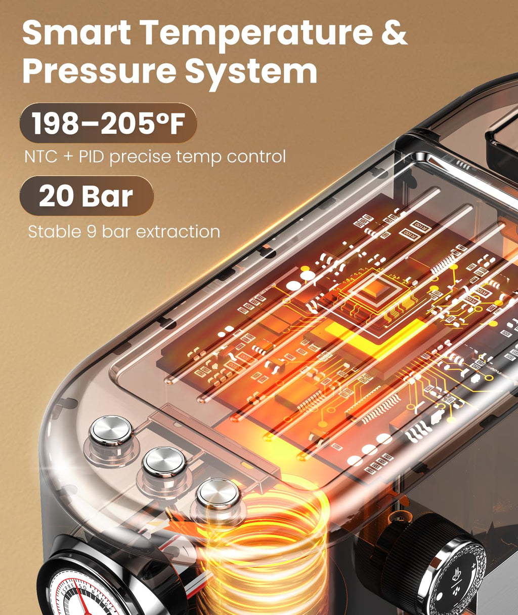 atatix Espresso Machine with Milk Frother, 20 Bar Pressure Espresso Maker