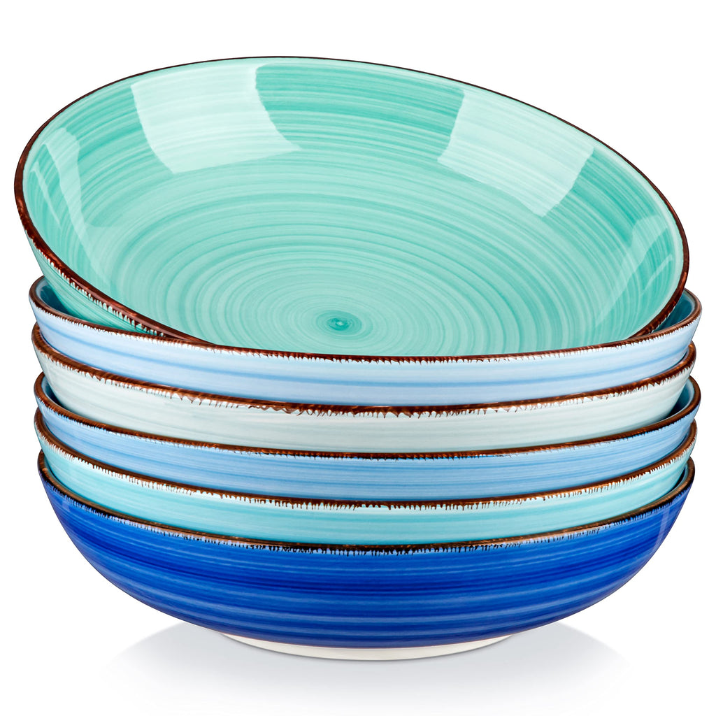 vancasso Bonita Pasta Bowls Set of 6, 50oz Large Salad Bowls for Kitchen, Corlorful Stoneware Serving Bowls Dishwasher & Microwave Safe