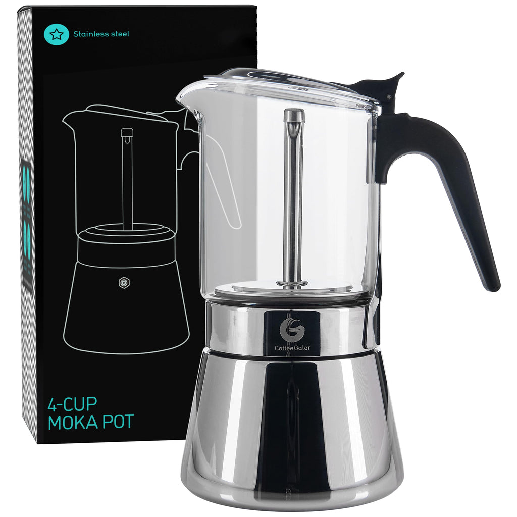 Coffee Gator Moka Pot Aluminum - 6 Cup, 12oz Stovetop Espresso Maker