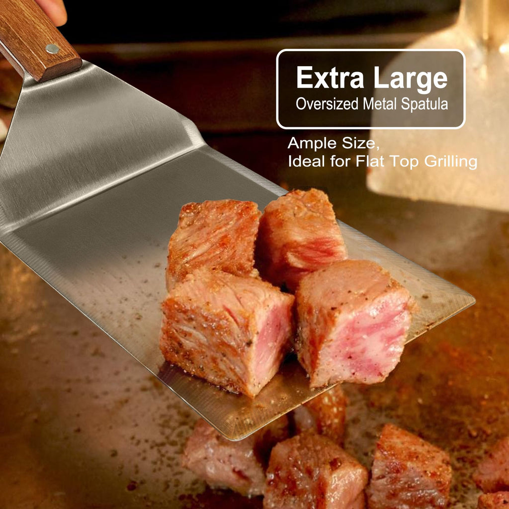 Adoco Large and Small Stainless Steel Griddle Spatula BBQ Burger Turner
