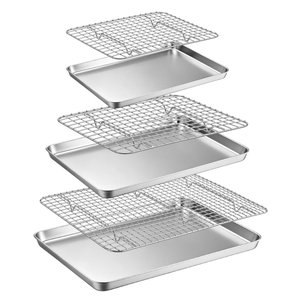 TeamFar Baking Sheet with Rack, Stainless Steel Sheet Pan-16/12.5/9 Inch