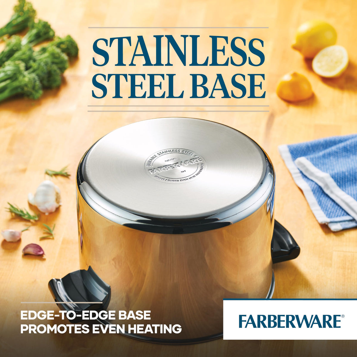 Farberware Classic Series Stainless Steel Stock Pot with Lid, 8-Quart