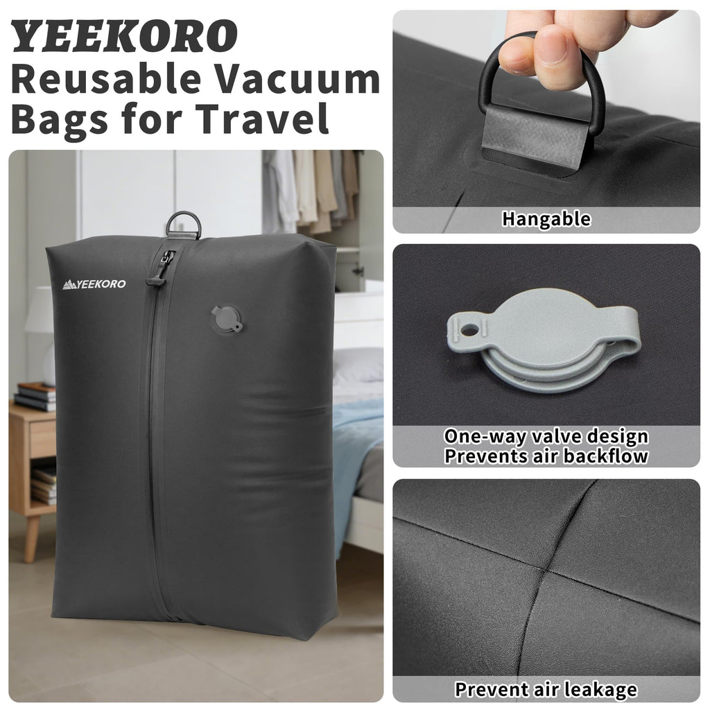YEEKORO Vacuum Bag for Travel,IPX8 Waterproof Reusable Compression Bags