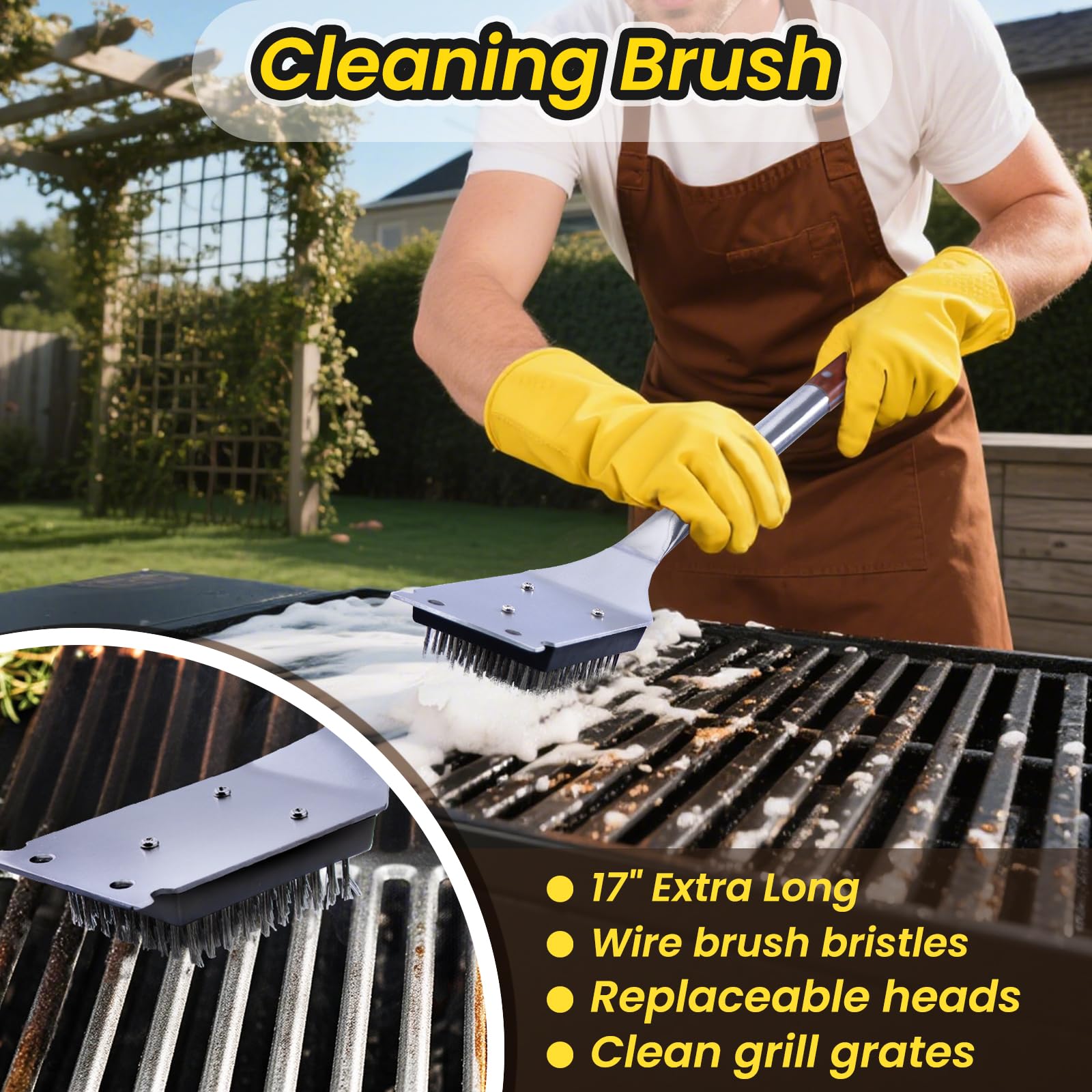 FamilyKit 4PCS Grilling Accessories Rose Wooden BBQ Grilling Tools Set