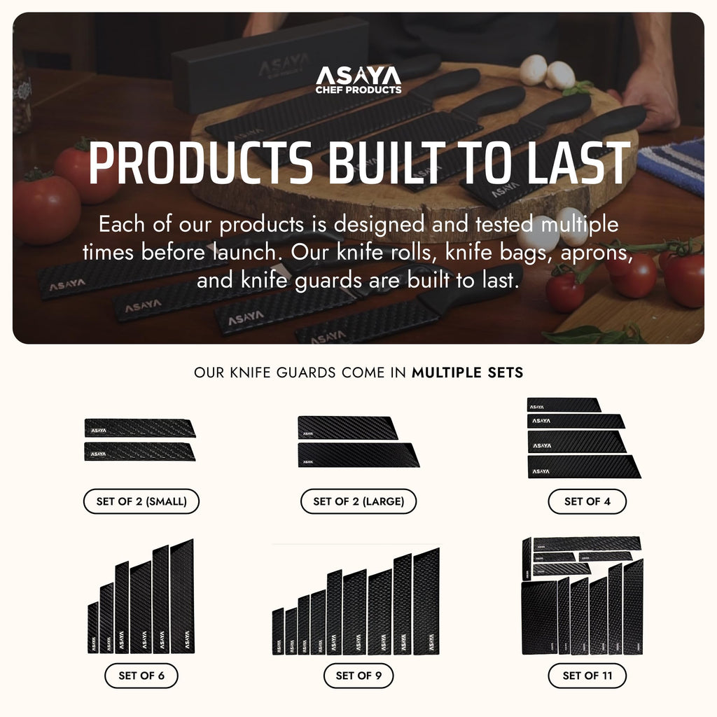 Asaya Professional Chef Knife Edge Guards – 2 Piece Knives Universal Covers, 8.5 x 2 and 10.5 x 2 - Extra Strength ABS Plastic and Food Safe Kitchen Knife Sheath Covers -Knife Not Included (2 Piece)