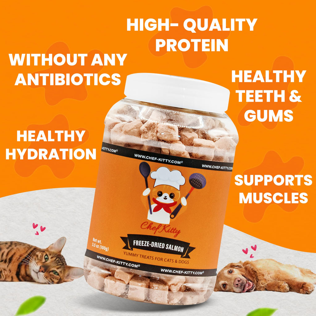 Chef Kitty Freeze-Dried Salmon Treats for Cats & Dogs, 2.7 oz
