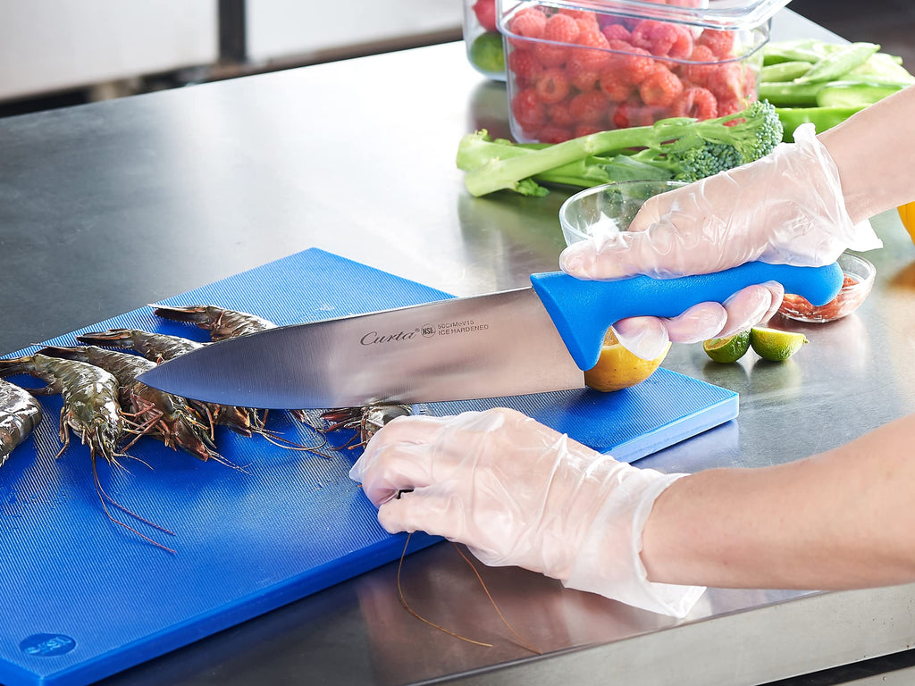 CURTA Cutting Boards for Kitchen, 24" x 18" x 0.5" Blue Color Coded Plastic Commercial Chopping Board Anti Slip Surface Dishwasher Safe