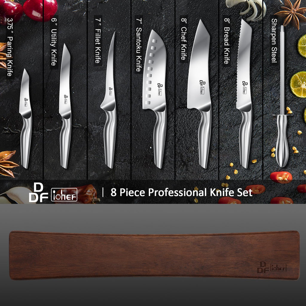 Knife Set with Magnetic Knife Strip 8 Piece, High Carbon Stainless Steel