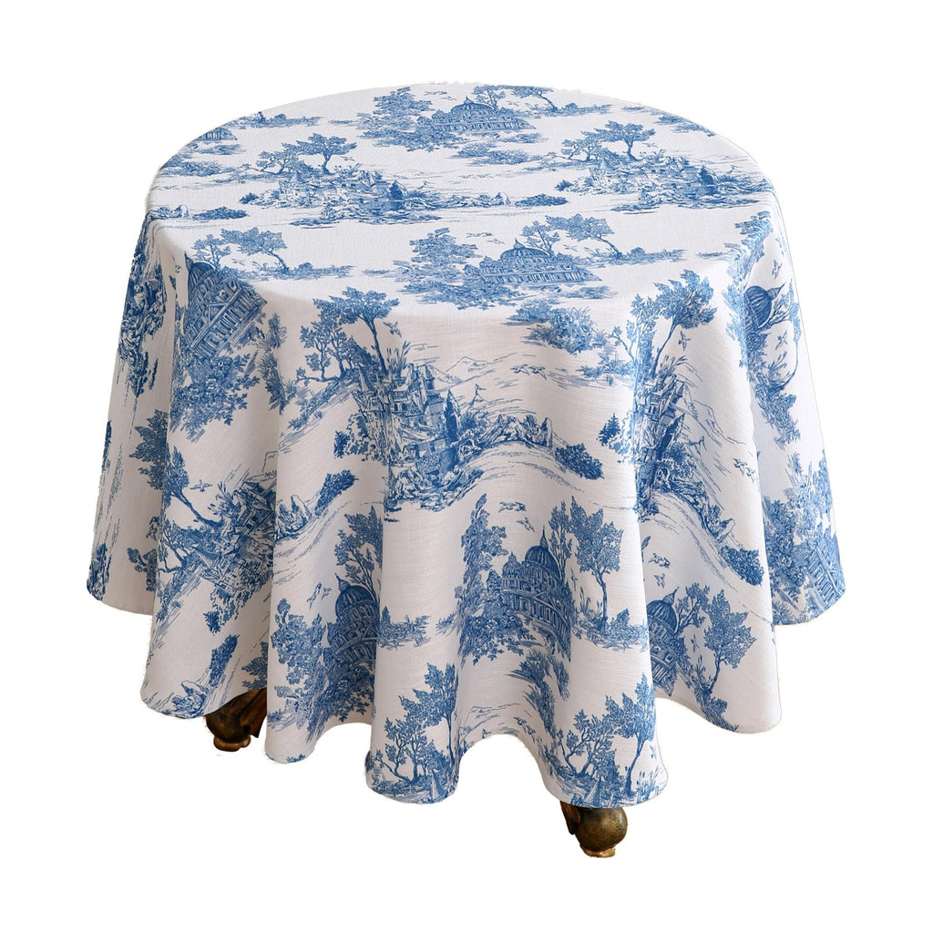 patdrea Vintage French Linen Tablecloth,Round,Diameter 55"-Wensel
