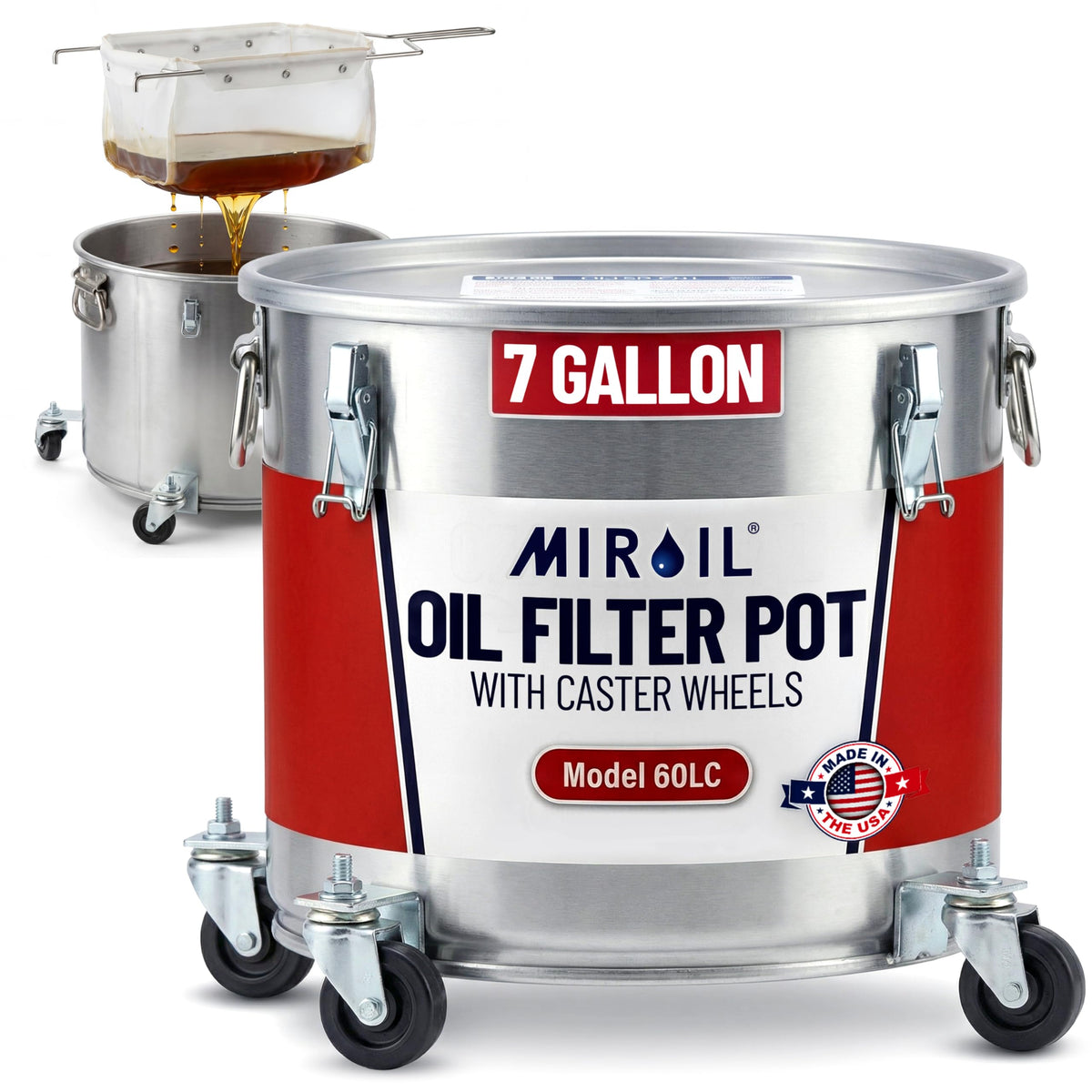 MirOil 6 Gallon Blue Oil Grease Bucket & Filter Pot