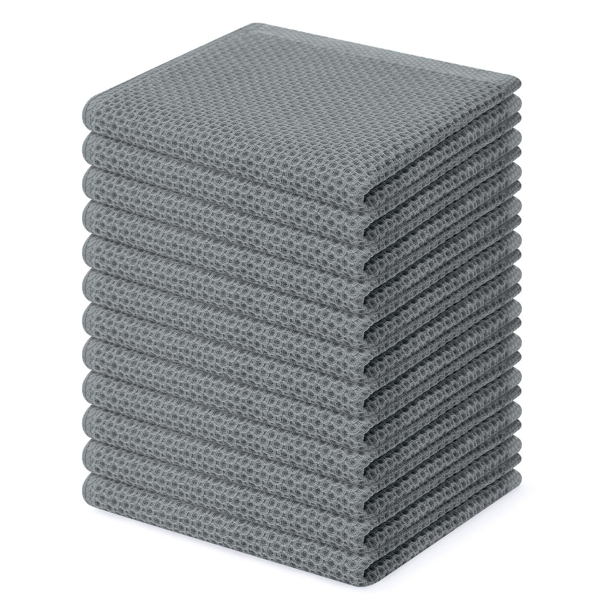 Homaxy 100% Cotton Waffle Weave Kitchen Dish Cloths 12-Pack, Dark Grey