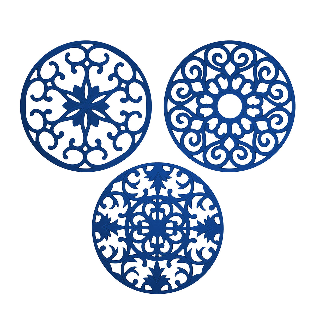 GASARÉ, Extra Large, Thick, 10" Silicone Trivets for Hot Dishes, Pots, and Pans, Hot Pads for Countertops, Flexible, Dishwasher Safe, 10 x ¼ Inches, Set of 3, White