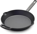 GreenPan x Bobby Flay 10” Cast Iron Pre-Seasoned Skillet with Helper Handle, Professional Grade Heavy Duty, Induction, Pour Spouts, Versatile Stovetop, Oven, BBQ Grill Fire, Indoor/Outdoor Use, Black