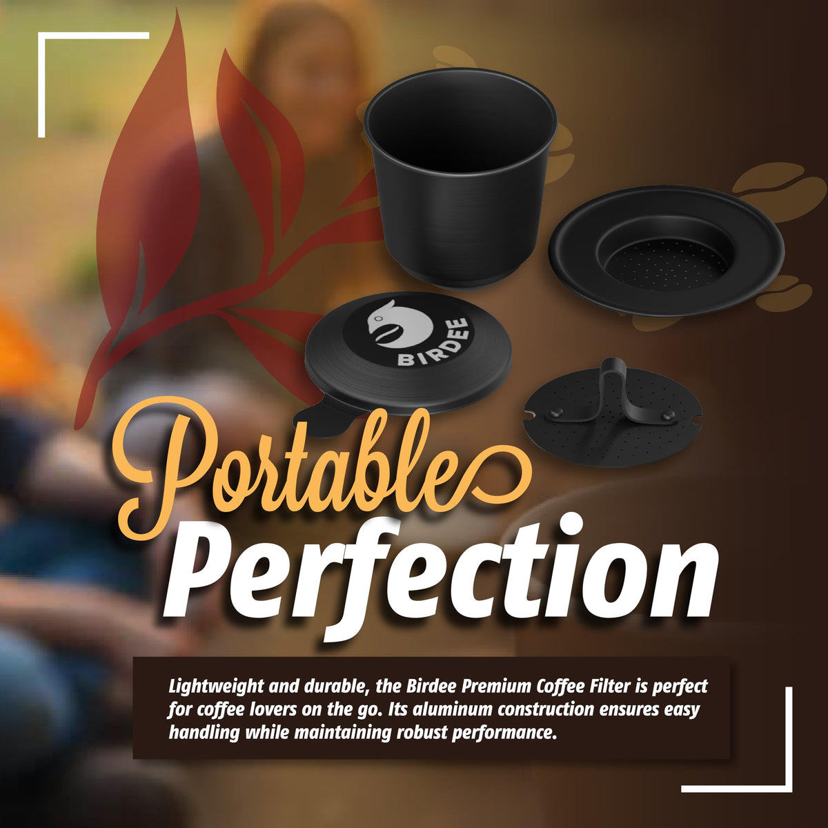 Birdee Phin Coffee Filter Set – Pack of 2, 6 oz Aluminum Black Vietnamese Coffee Maker