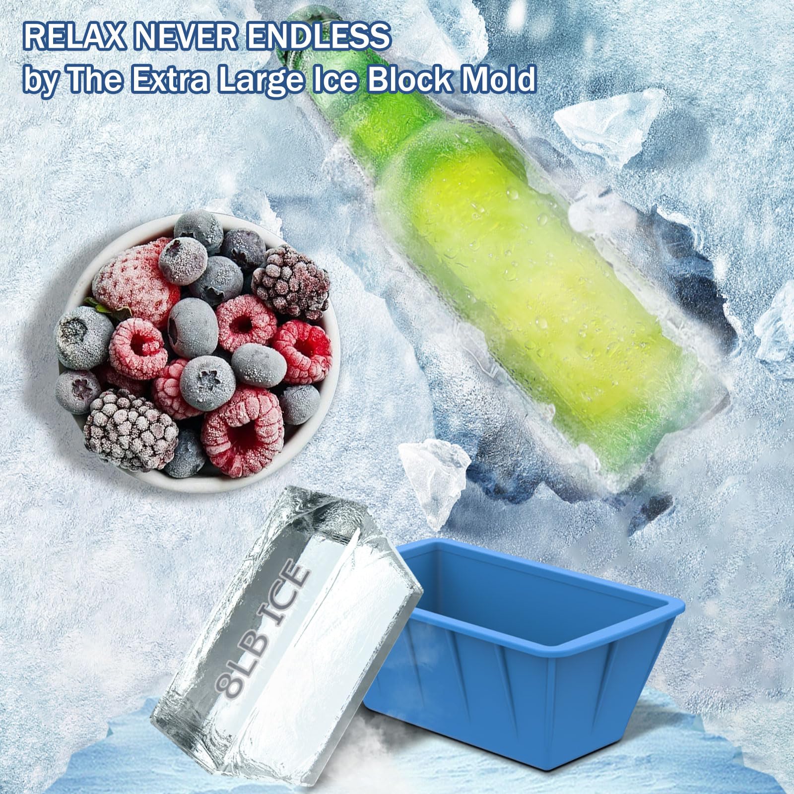 Extra Large Ice Block Molds 4 Pack 32LB for Cold Plunge Tub