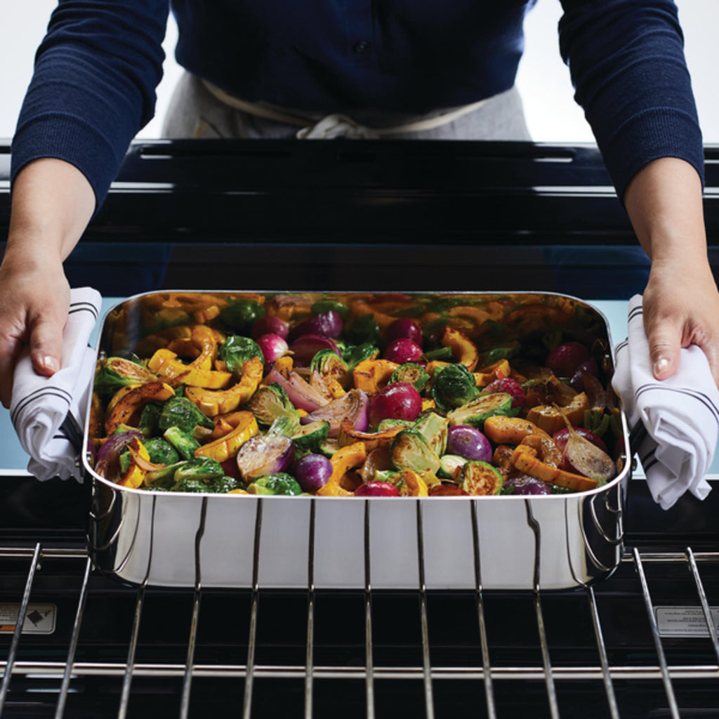 KitchenAid 5-Ply Clad Stainless Steel Roaster with Wire Rack, 15x11.5 inch