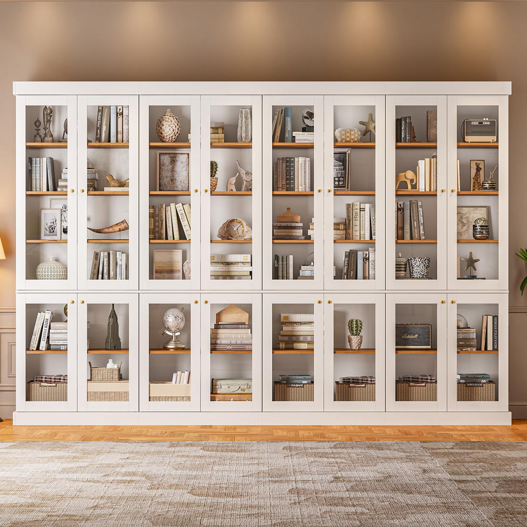 ivaniti 70.8" Tall Farmhouse Kitchen Pantry Cabinet, Modular Storage Cabinet with 6-Tier Adjustable Shelves, White, Wooden Hutch for Living Room, Kitchen, Set of 4