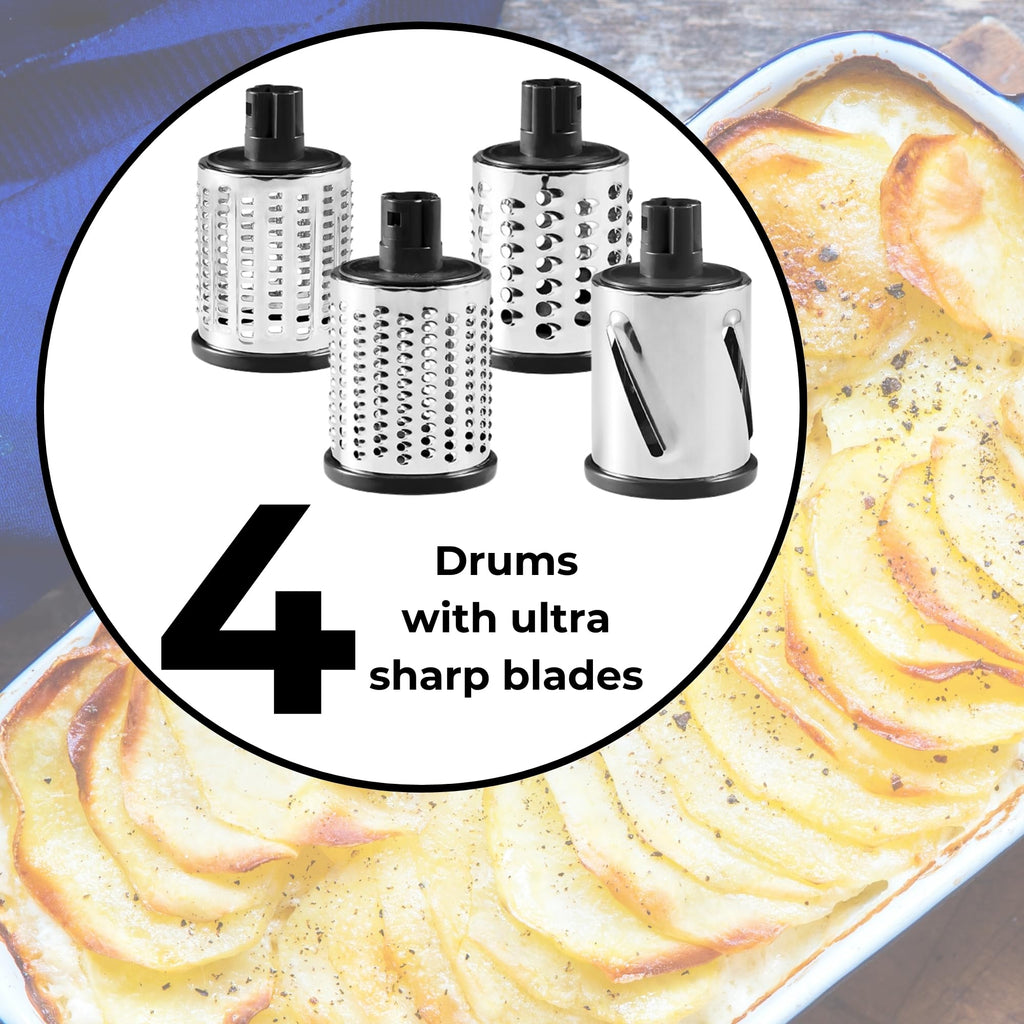 Starfrit Rotary Drum Grater, 4 Stainless Steel Drums, Hand Crank