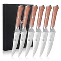 YOTSUBA Steak Knives Set of 6, Razor-Sharp 4.5 Inch Japanese Serrated Steak Knife Set, Full Tang Forged High Carbon Steel Dinner Knives with Ergonomic Handle and Gift Box