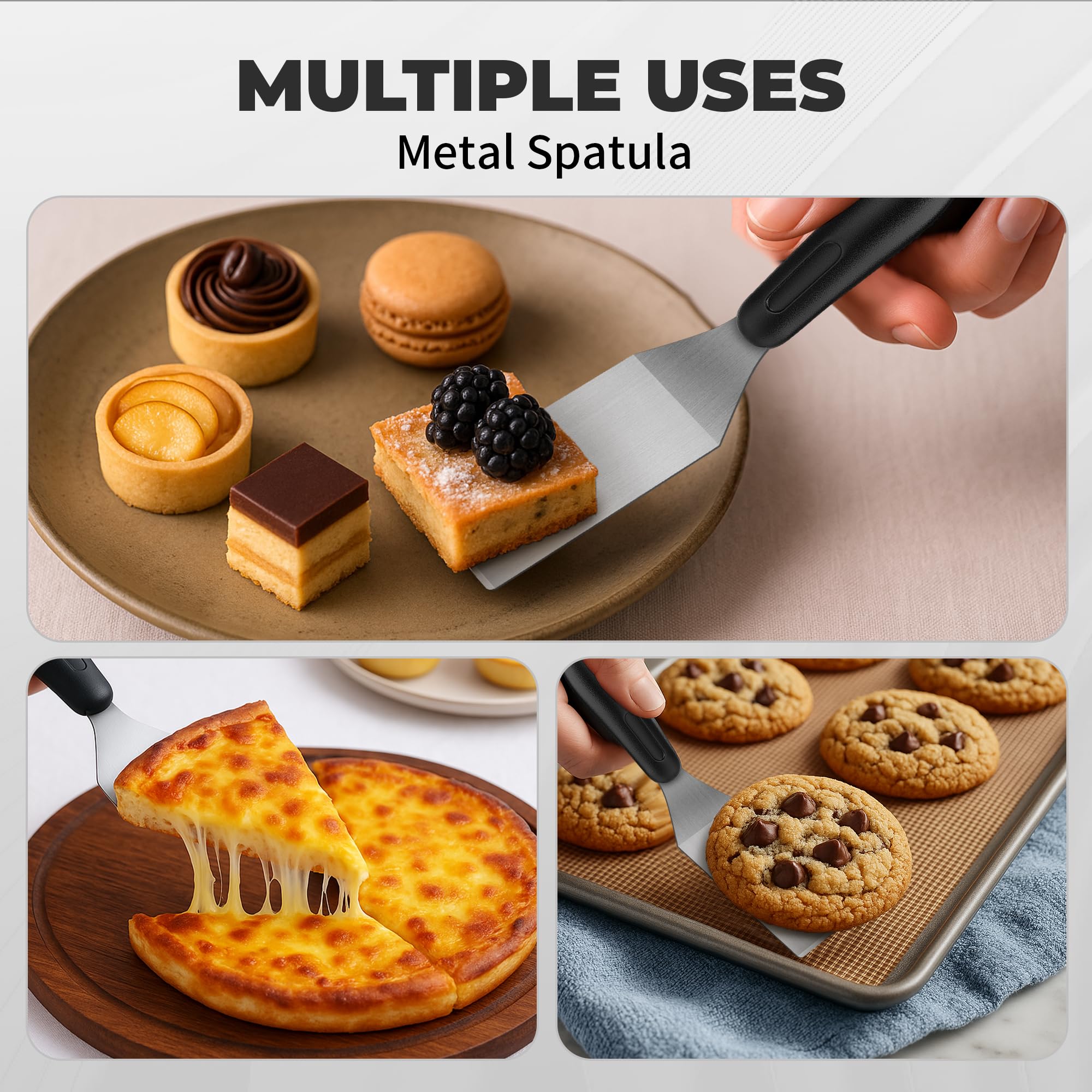 Stainless Steel Mini Spatula (2PC),Small Turners for Cake Brownies Pancakes