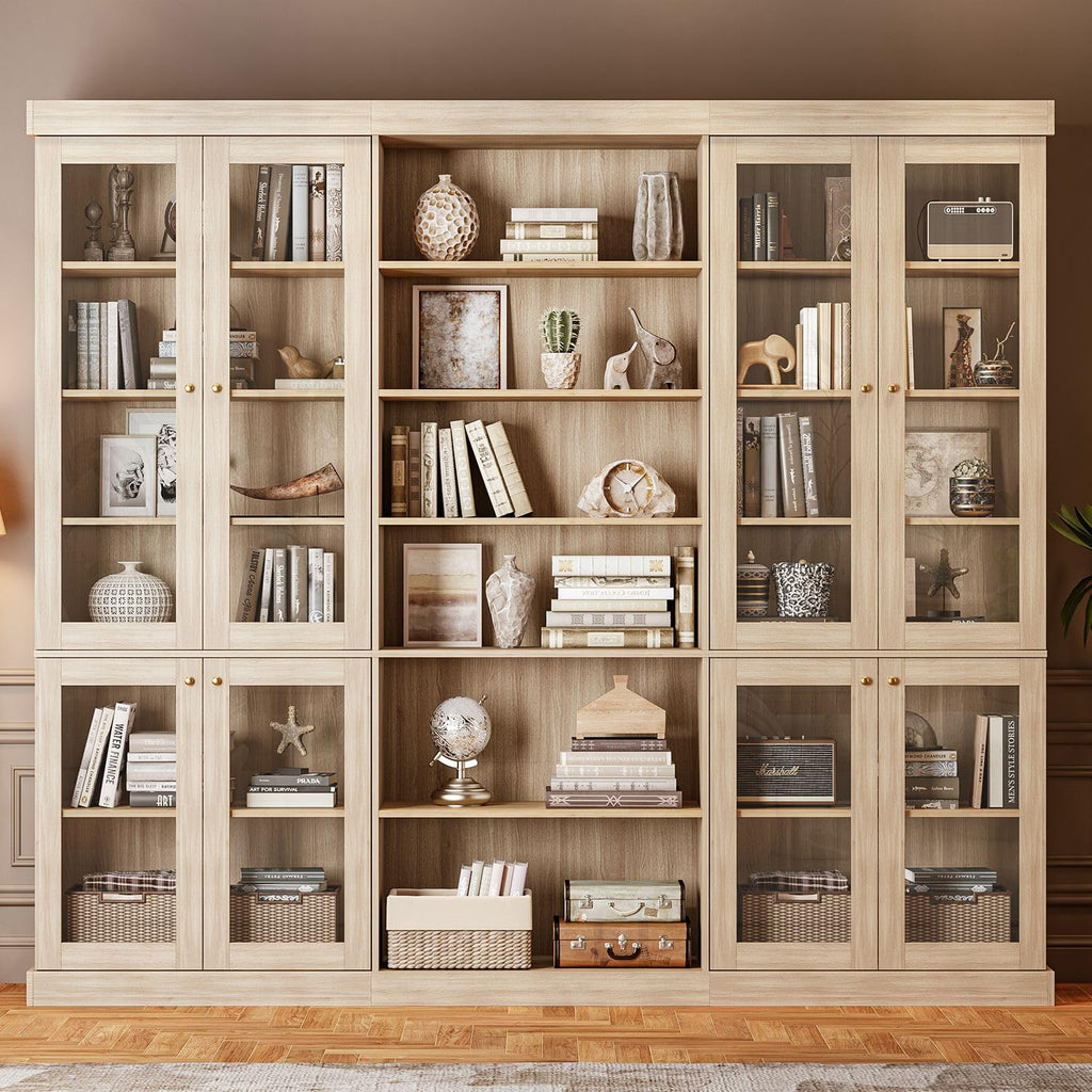 ivaniti 70.8" Tall Farmhouse Kitchen Pantry Cabinet, Modular Storage Cabinet with 6-Tier Adjustable Shelves, White, Wooden Hutch for Living Room, Kitchen, Set of 4