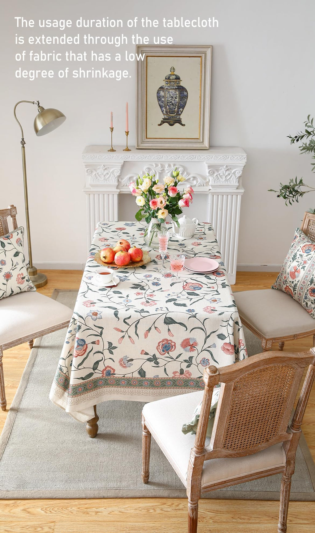 ISAENNE Designer French Linen Tablecloth Rectangular,79"x55"-Daffy