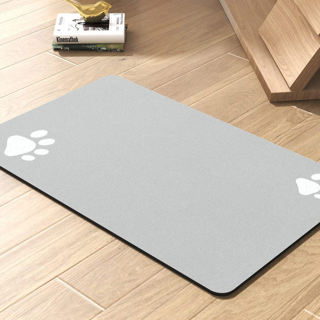 Pet Feeding Mat-Absorbent Dog Mat for Food and Water Bowl-No Stains Quick Dry Dog Water Dispenser Mat（LIGHTGREY,17"x34"