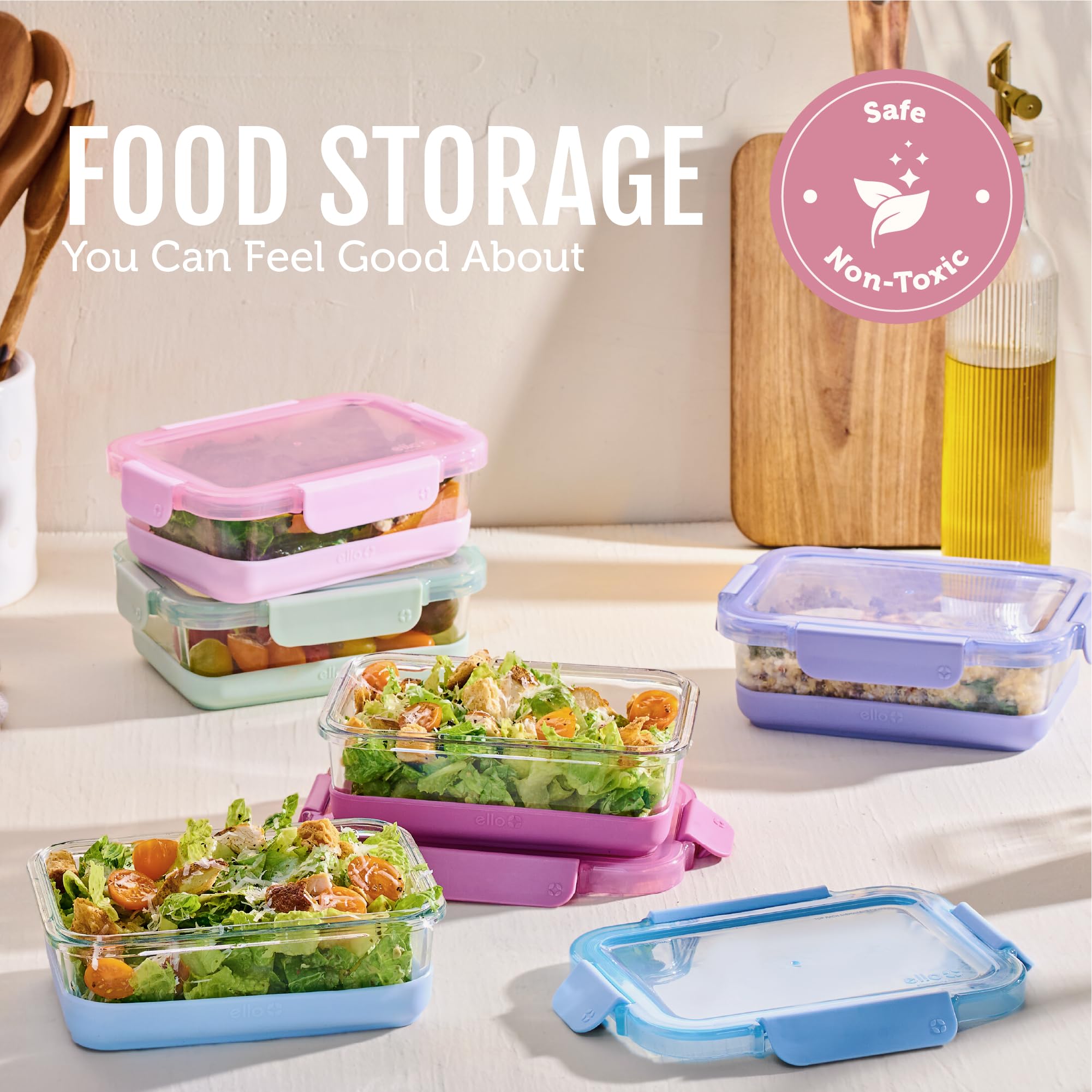 Ello Duraglass Refresh 3.4 Cup Meal Prep Containers, 10 Pc, Dusk Delight
