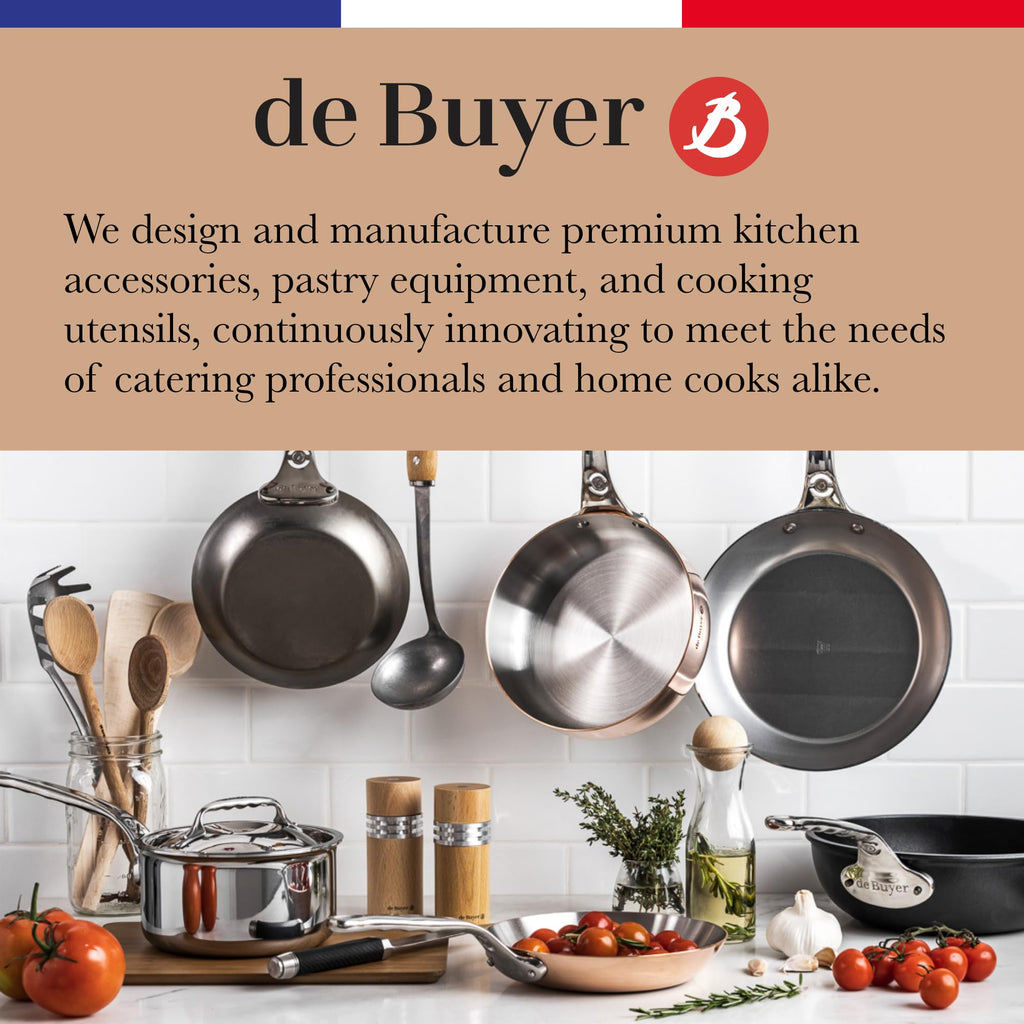 de Buyer MINERAL B Carbon Steel Crepe & Tortilla Pan - 9.5” Diameter, 8.25” Cooking Surface - Ideal for Making & Reheating Crepes, Tortillas & Pancakes - Naturally Non-Stick Finish - Made in France