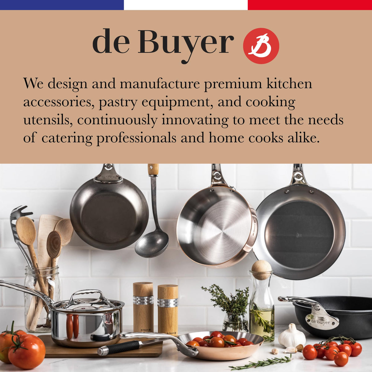 de Buyer MINERAL B Carbon Steel Crepe & Tortilla Pan - 9.5” Diameter, 8.25” Cooking Surface - Ideal for Making & Reheating Crepes, Tortillas & Pancakes - Naturally Non-Stick Finish - Made in France