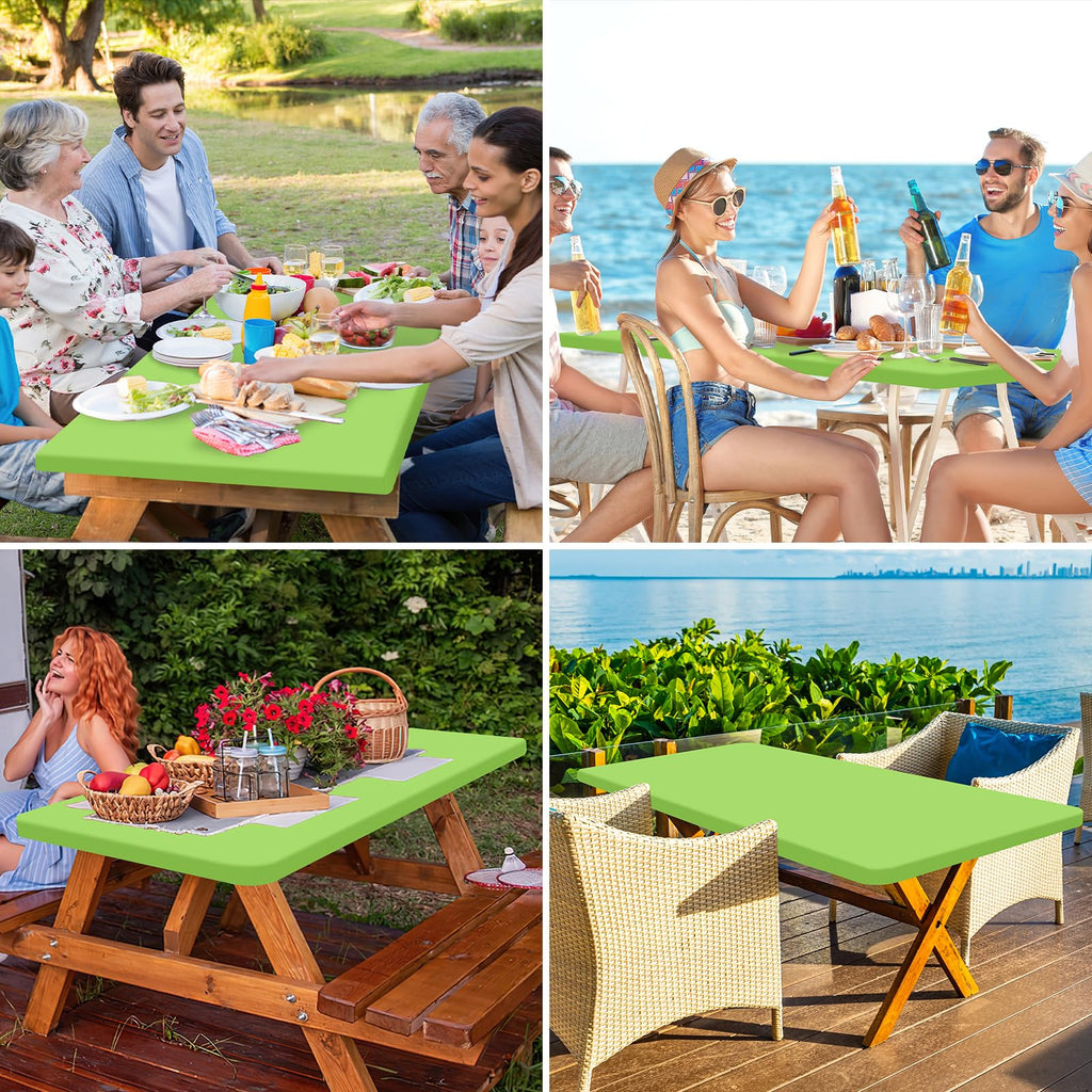 homing Rectangle Table Cloth Cover, Water-Resistant Polyester Elastic Fitted Tablecloth, Fits for 6 Foot Folding Tables, Washable Table Protector for Picnic, Camping, Outdoor (Lime Green, 30" x 72")