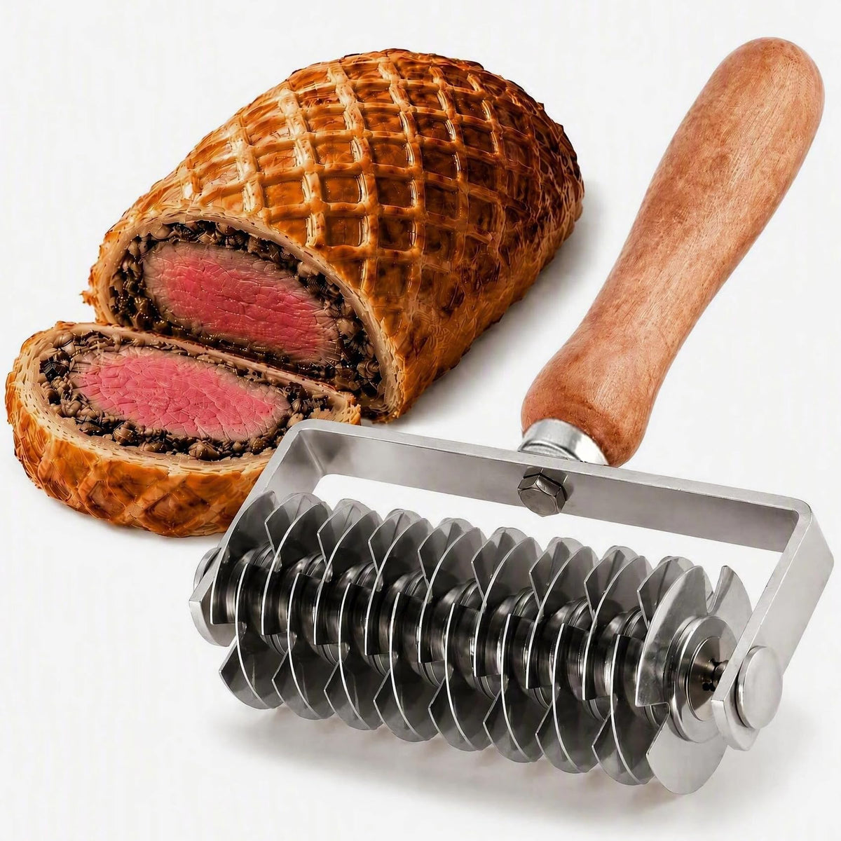 Dough lattice cutter pastry Tool - Stainless Steel Pastry Lattice Roller Cutter for Pie Pizza Bread beef wellington Pastry Crust Roller,Time-Saver Baking Tool