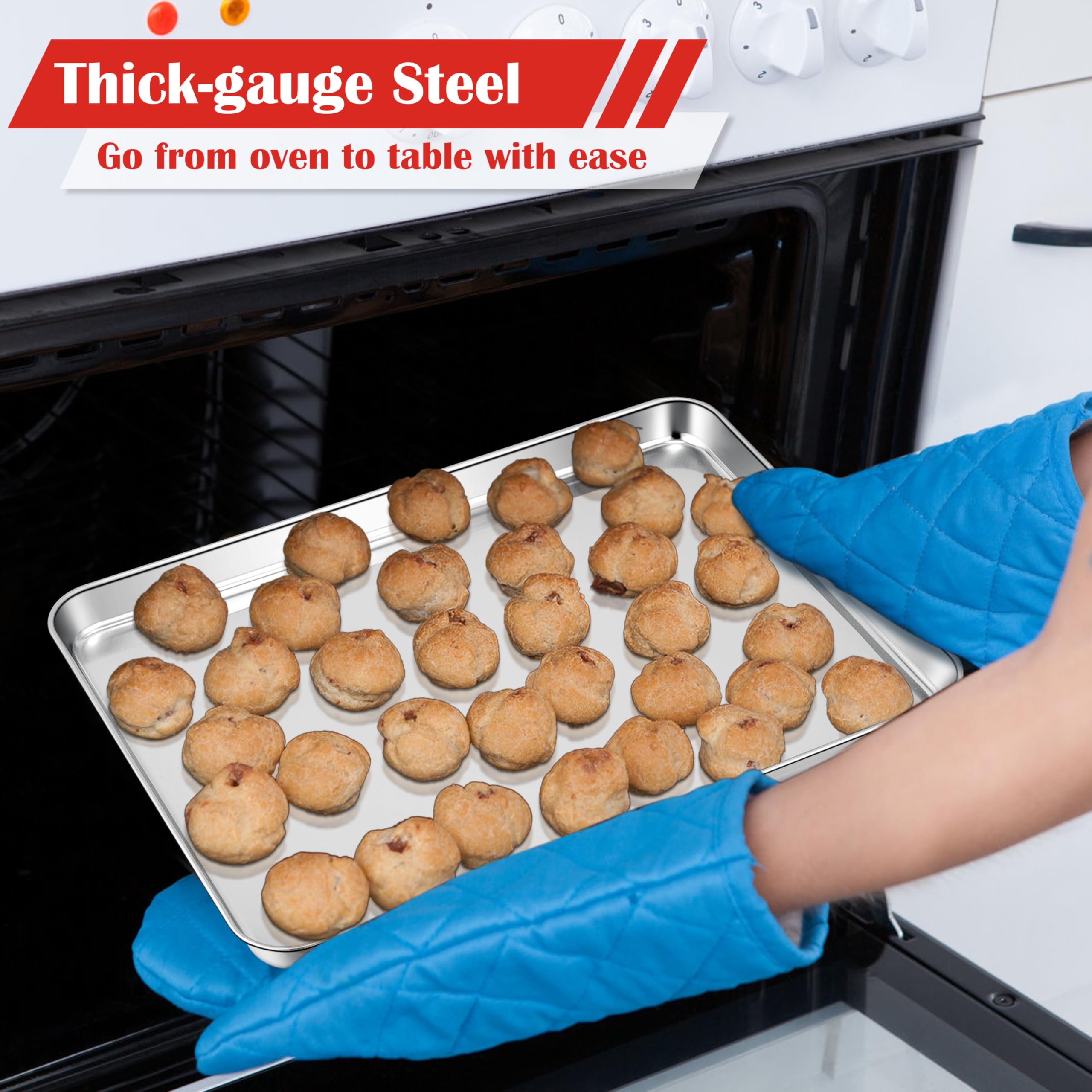 E-far Cookie Sheet for Baking, 18"x13" Stainless Steel Baking Sheet
