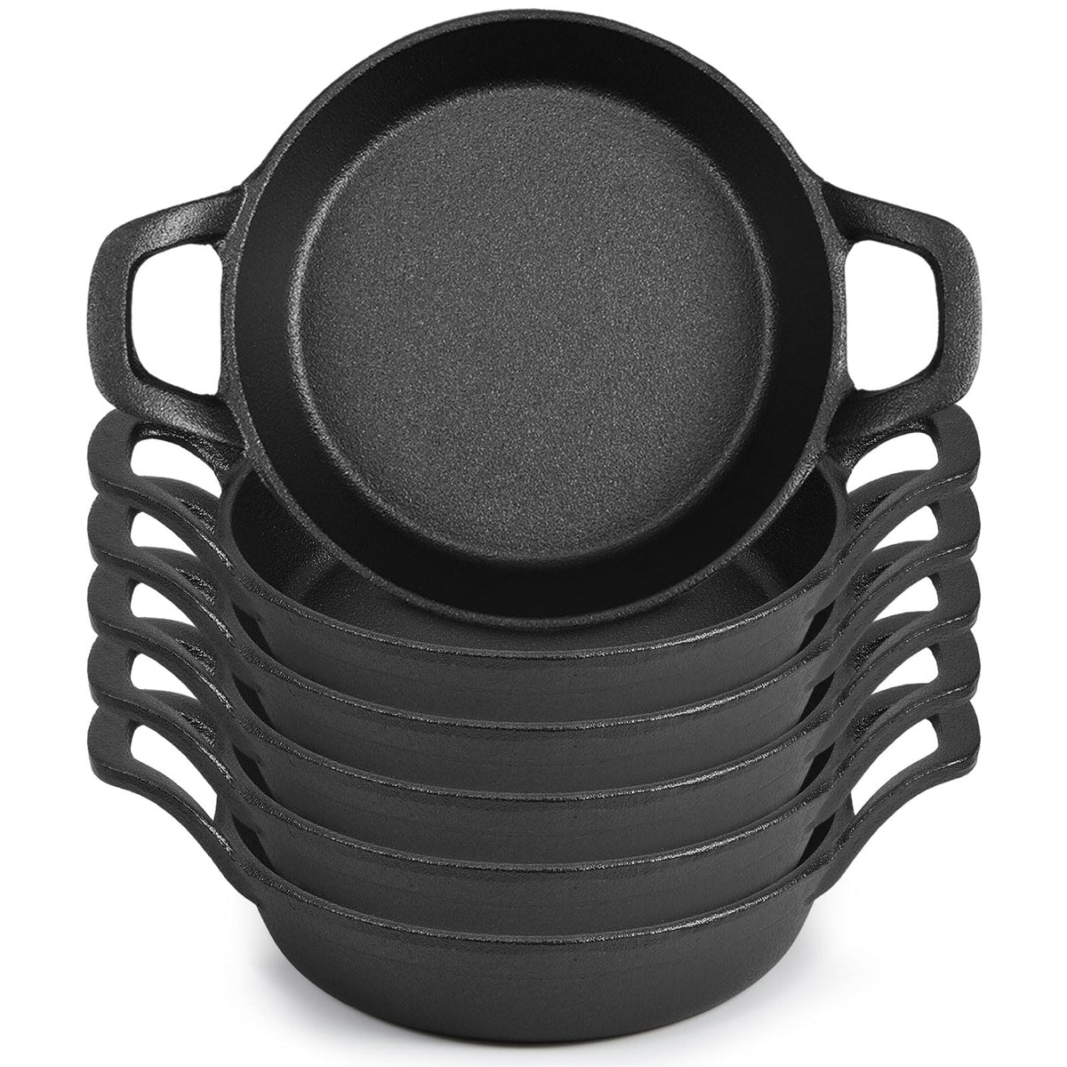 Ziliny 6 Pack Mini Cast Iron Skillets 6.3 x 6.3 x 1.5 Inch Pan Ramekin Set