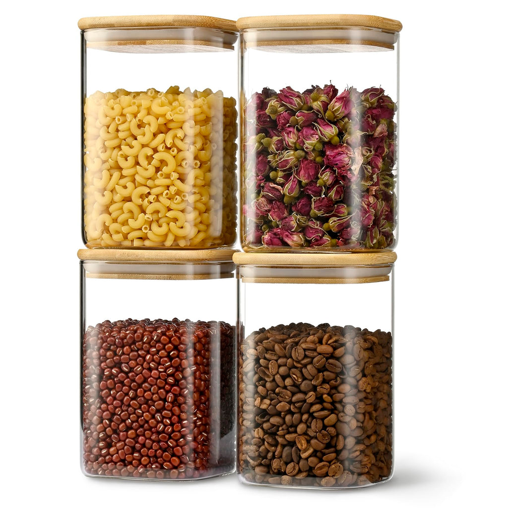 D2scrma 115oz/3.6Qt/3400ml Square Glass Storage Containers with Lids 2-Pack