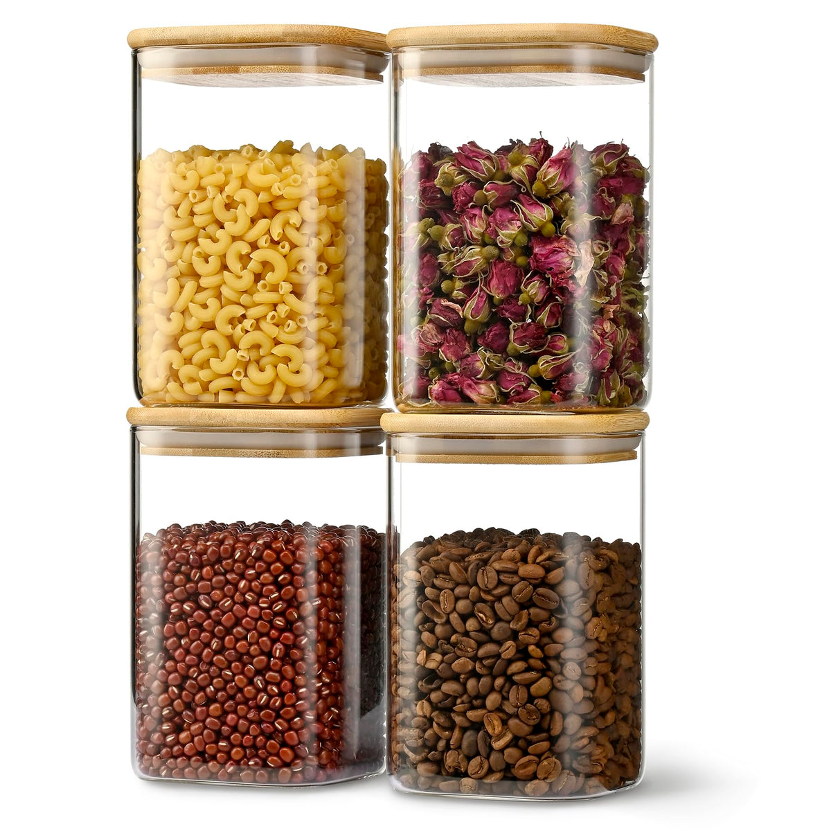 D2scrma 115oz/3.6Qt/3400ml Square Glass Storage Containers with Lids 2-Pack