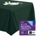 Gee Di Moda Rectangle Tablecloth - 90 x 132 Inch Hunter Green Table Cloth for 6 Foot Tables with Floor-Length Drop - Heavy Duty Washable Fabric for Holiday Party, Dinner, Weddings & Baby Shower