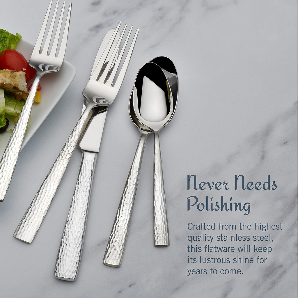 Mikasa Oliver Mirror 18/10 Stainless Steel Flatware Set for 12, 65-Piece Silverware Set with Serving Utensils, Dishwasher Safe Cutlery Set