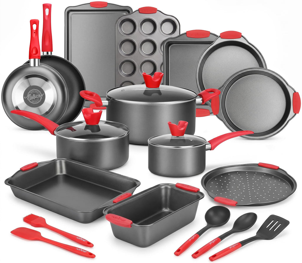 NutriChef 42 Pc Bakeware Set Nonstick, Carbon Steel Baking Pans w/Utensils