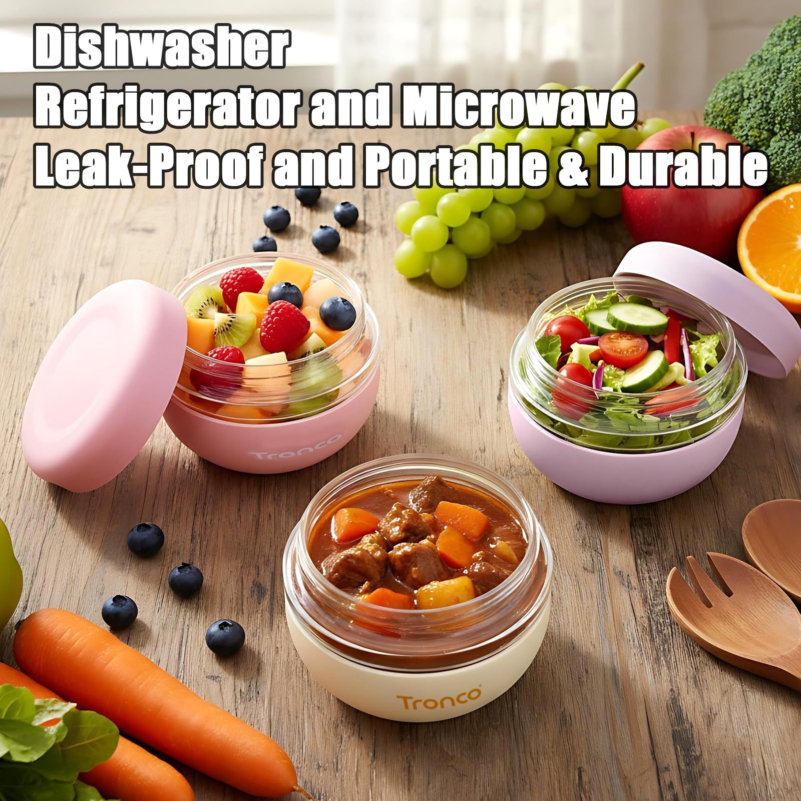 Tronco 24 oz Glass Food Storage & Lunch Bowl Containers with Airtight Lids