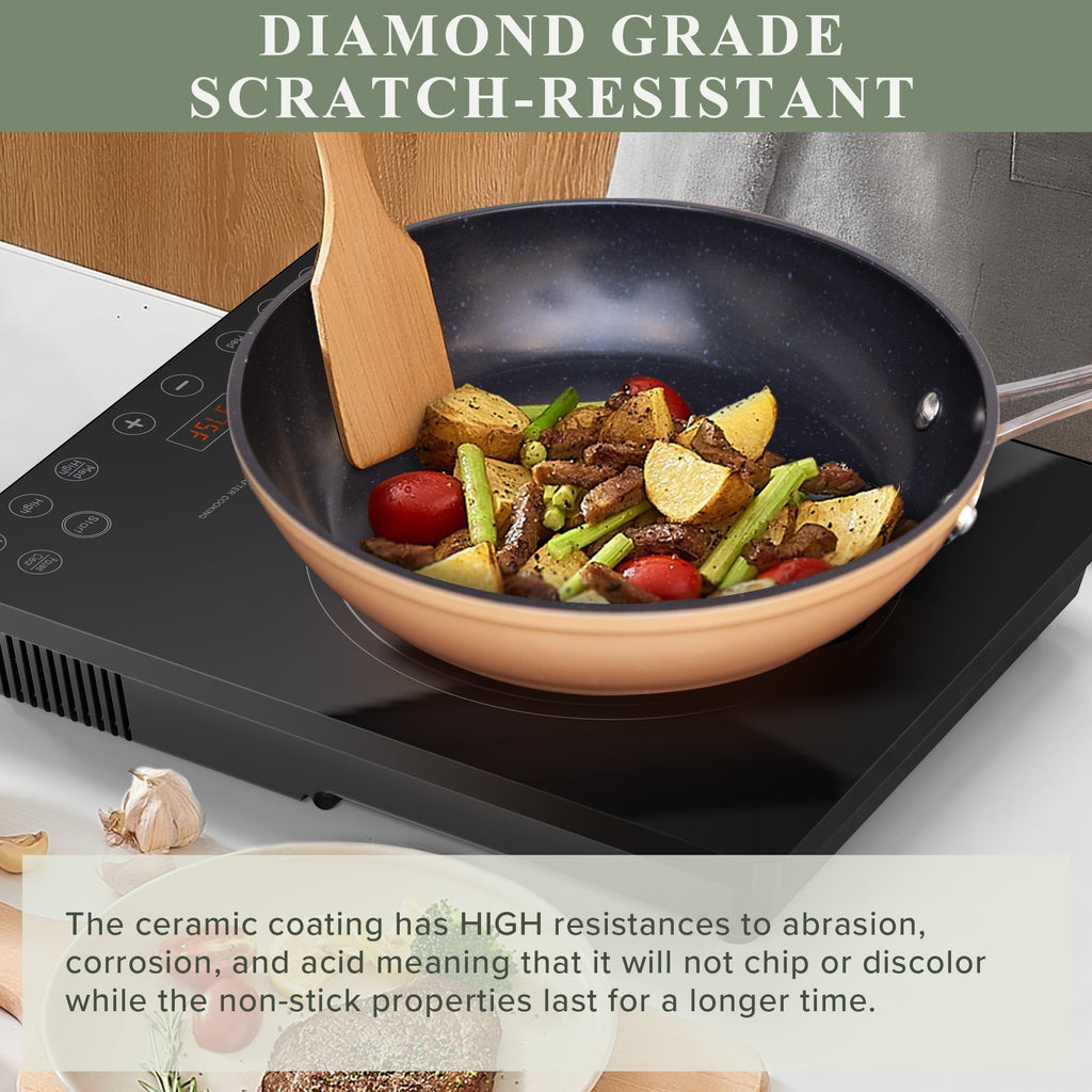 Nuwave Healthy Duralon Blue Ceramic Nonstick Cookware Set, PFAS Free