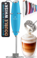 Zulay Powerful Milk Frother for Coffee with Upgraded Titanium Motor - Handheld Electric Whisk, Milk Foamer, Mini Mixer & Coffee Blender for Frappe, Latte, Matcha, No Stand - Ocean Blue