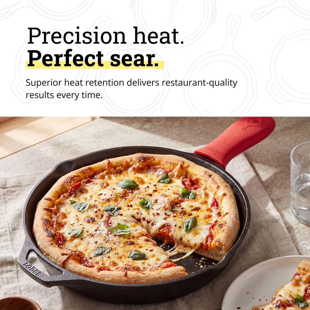 Lodge Pre-Seasoned Cast Iron Skillet with Silicone Handle Holder, 12 Inches