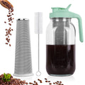 QHH Cold Brew Coffee Maker, 64 oz Mason Jar Pitcher with Stainless Steel Filter, Pour Spout Handle Lid, Airtight & Leak-Proof for Iced Coffee,Tea & Lemonade