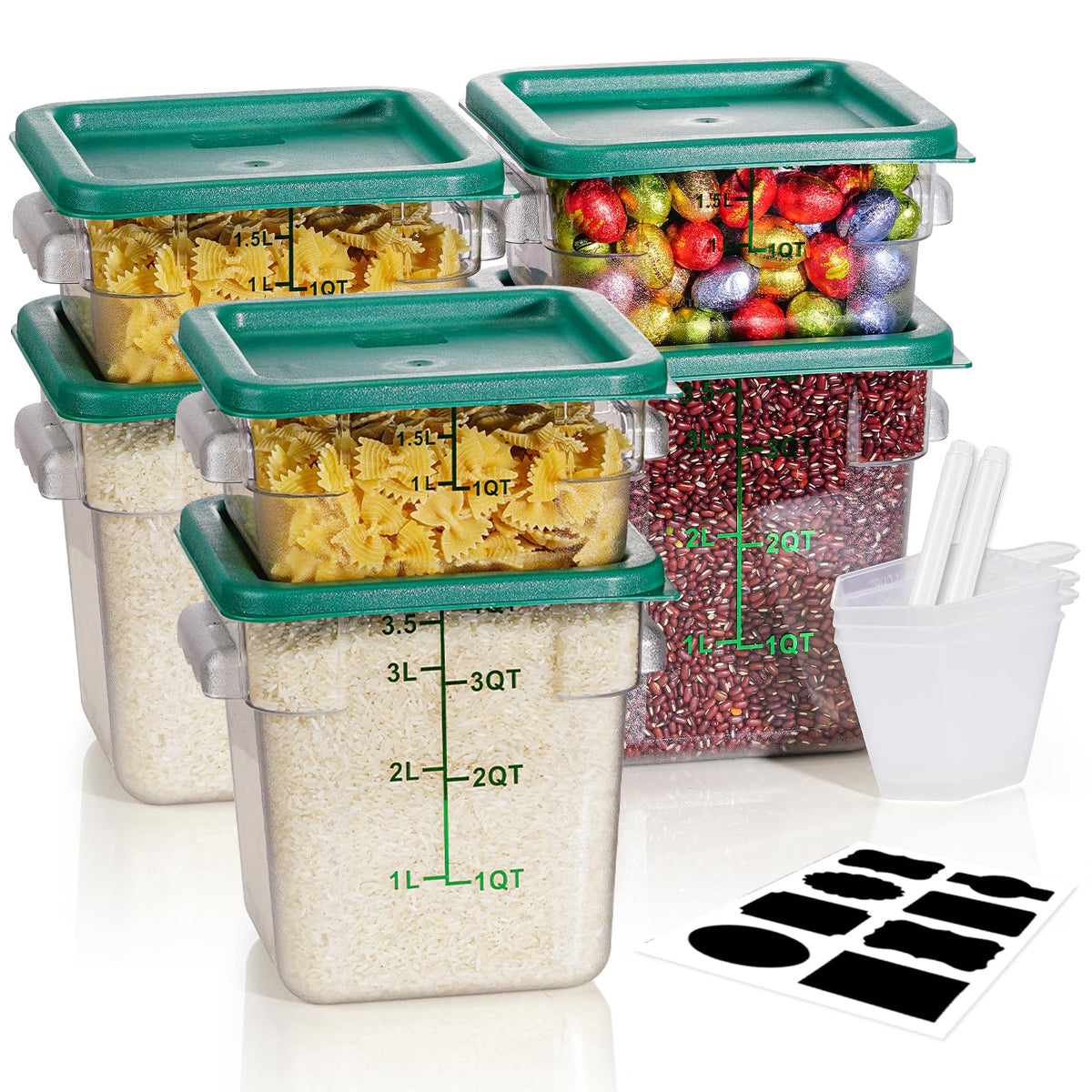 RVGMBO 2QT&4QT NSF Food Storage Containers with Lids: 4 PCS [Total Food Grade][Hot&Cold Resistant] Commercial Clear Food Storage Containers for Restaurant Kitchen Proof Dough (Red)