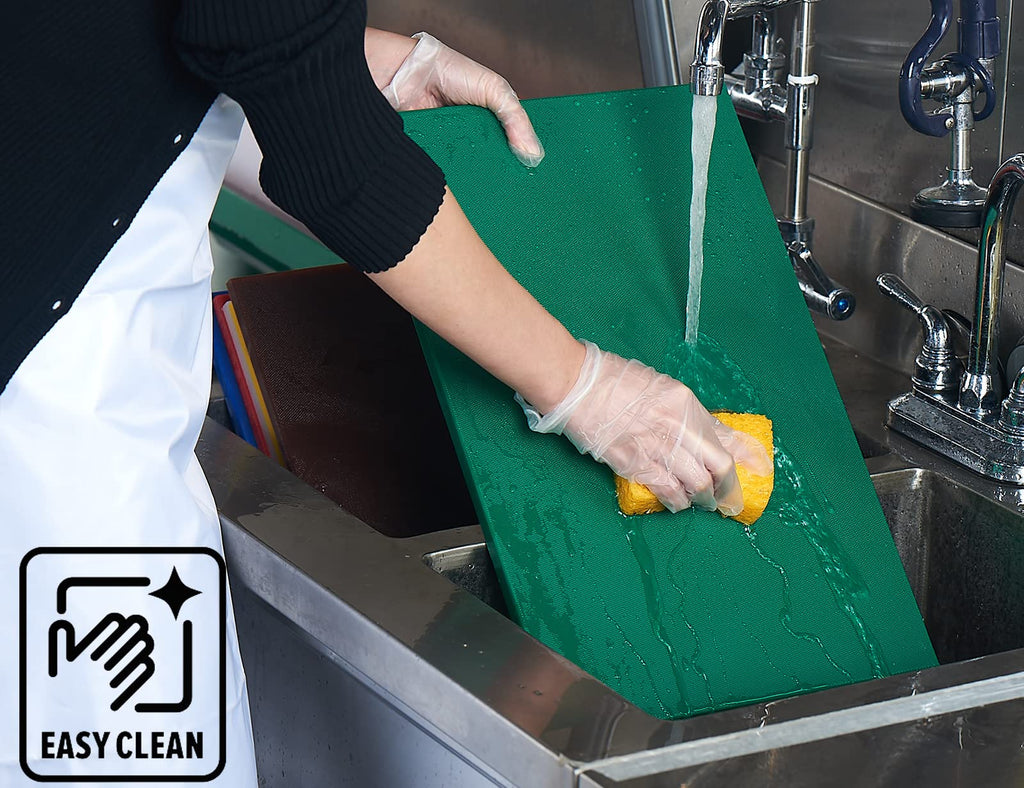 CURTA 2-Pack Green Cutting Boards for Kitchen, 18" x 12" x 0.5" Color Coded Plastic Chopping Board with Anti Slip Surface Dishwasher Safe