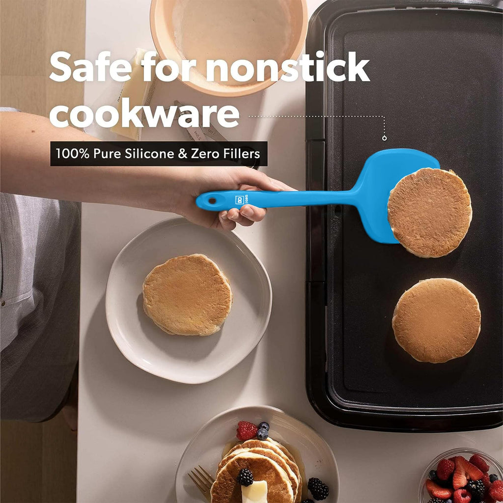 DI ORO Silicone Turner Spatula Set - 600F Heat Resistant, 4-Pc Blue